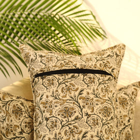 Buy Set of 2 Beige Kalamkari Block Print Cotton Pillow Covers