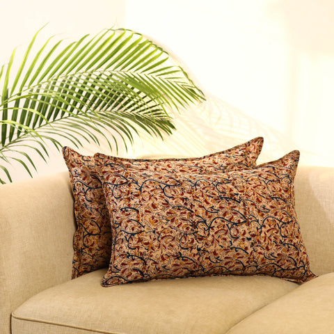 Beige - set of 2 kalamkari cotton pillow covers 09