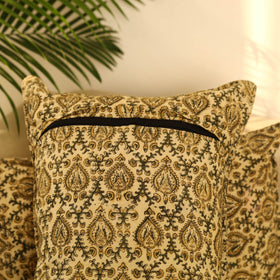 Buy Set of 2 Beige Kalamkari Block Print Cotton Pillow Covers