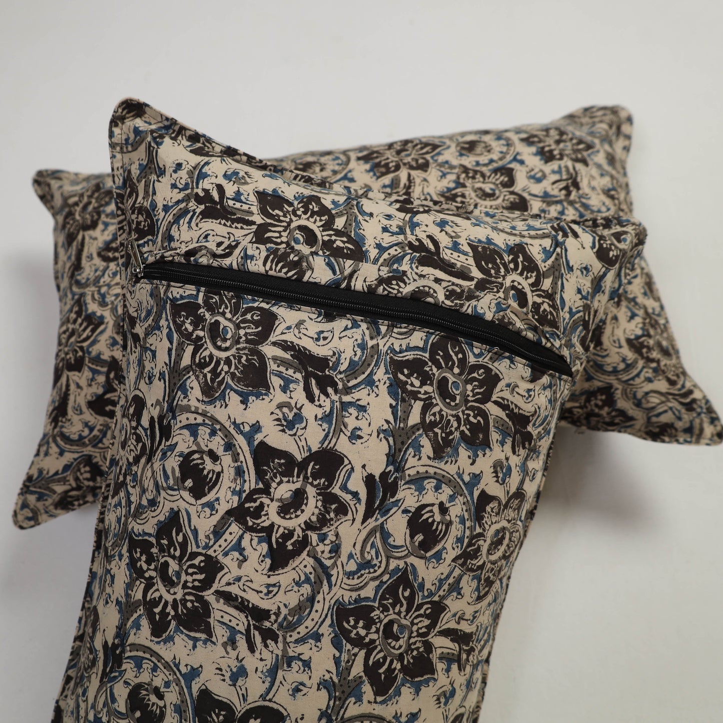 Beige - set of 2 kalamkari cotton pillow covers 12