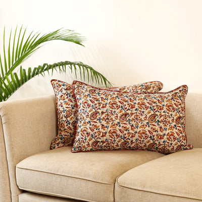 Buy Set of 2 Kalamkari Block Print Cotton Pillow Covers