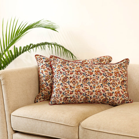 Buy Set of 2 Kalamkari Block Print Cotton Pillow Covers