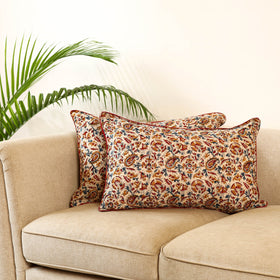 Buy Set of 2 Kalamkari Block Print Cotton Pillow Covers