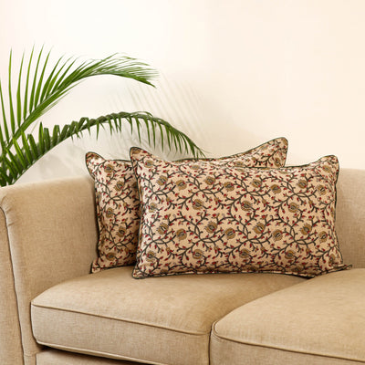 Buy Set of 2 Kalamkari Block Print Cotton Pillow Covers