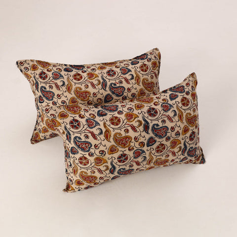 Beige - set of 2 kalamkari cotton pillow covers 41