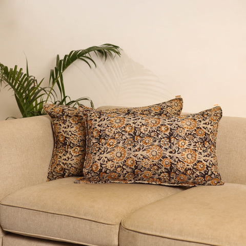 Beige - set of 2 kalamkari hand pillow covers 39