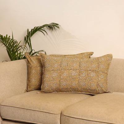 Beige - set of 2 kalamkari hand pillow covers 40