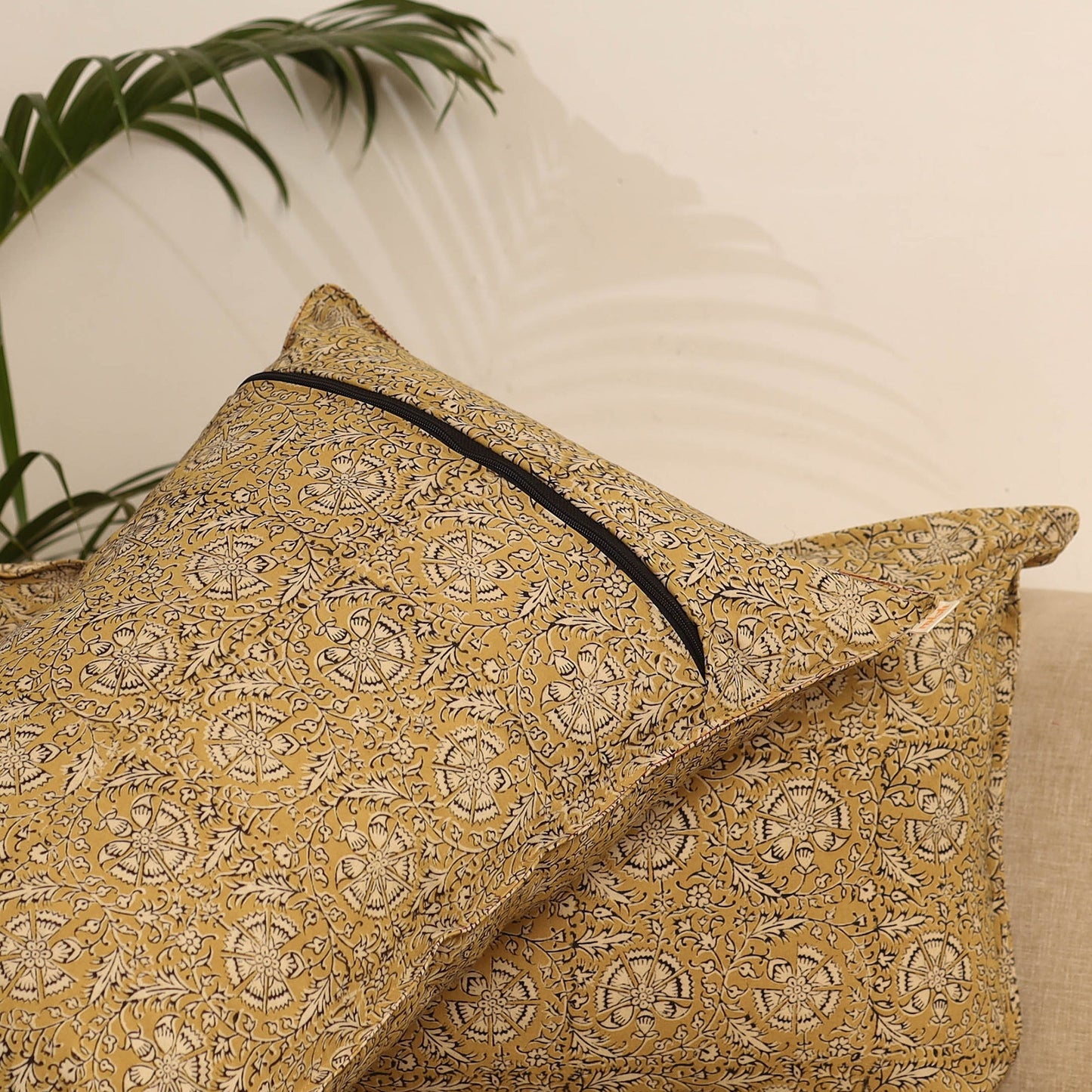 Beige - set of 2 kalamkari hand pillow covers 40