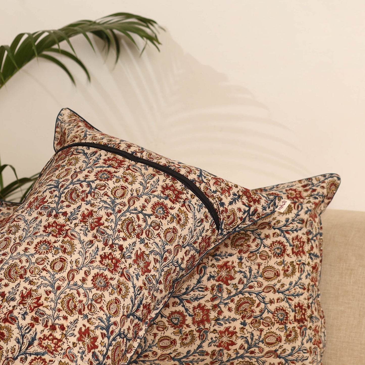 Beige - set of 2 kalamkari hand pillow covers 43