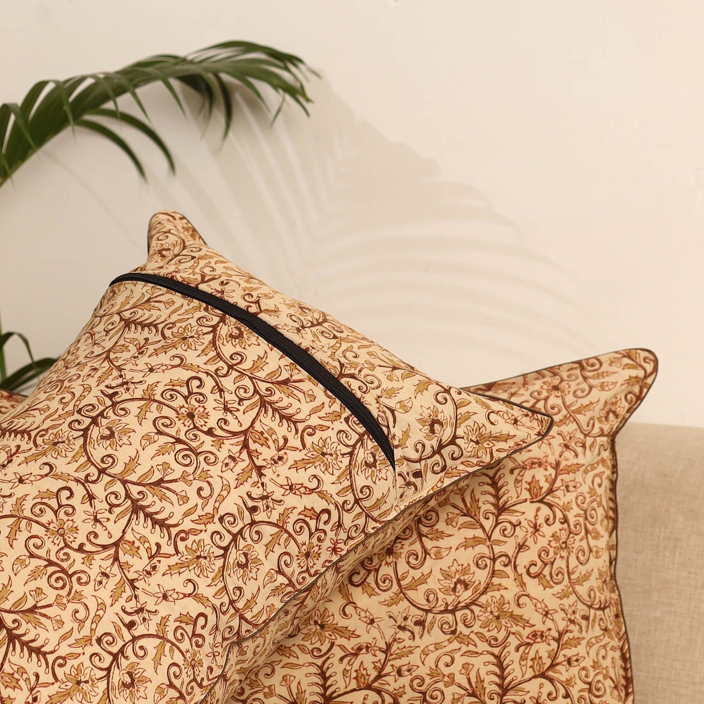 Beige - set of 2 kalamkari hand pillow covers 44