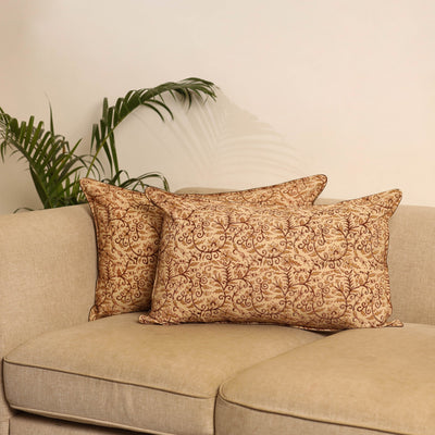 Beige - set of 2 kalamkari hand pillow covers 44