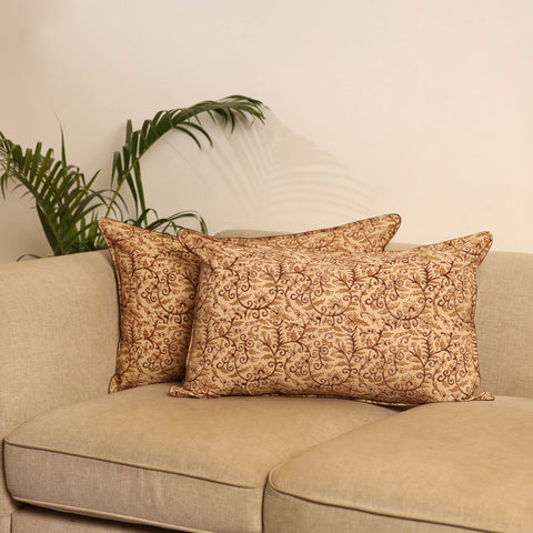 Beige - set of 2 kalamkari hand pillow covers 44