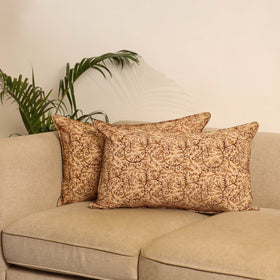 Beige - set of 2 kalamkari hand pillow covers 44