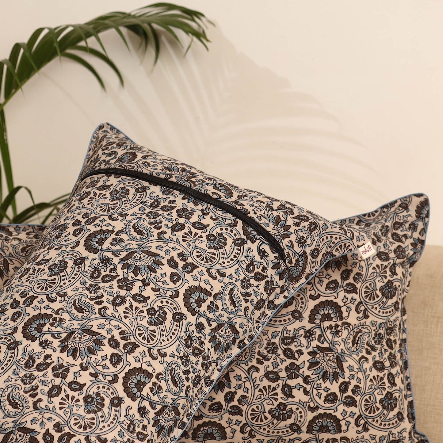 Beige - set of 2 kalamkari hand pillow covers 46