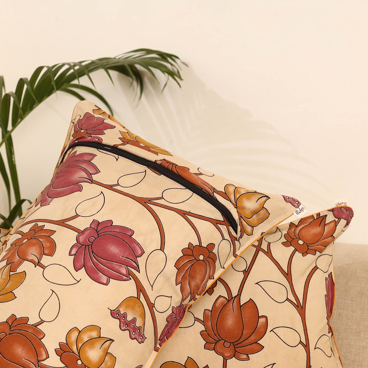 Beige - set of 2 kalamkari printed pillow covers 16