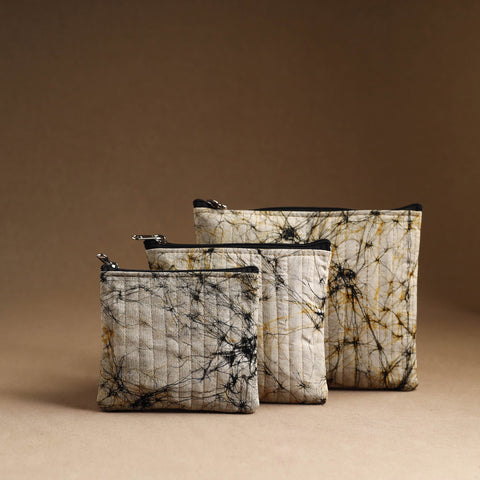 Beige - set of 3 - handmade cotton utility pouches 03