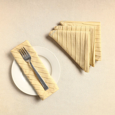 Beige Set of 4 - Pintuck Plain Cotton Table Napkins (18 x 18 in) 15