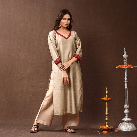 plain silk kurta