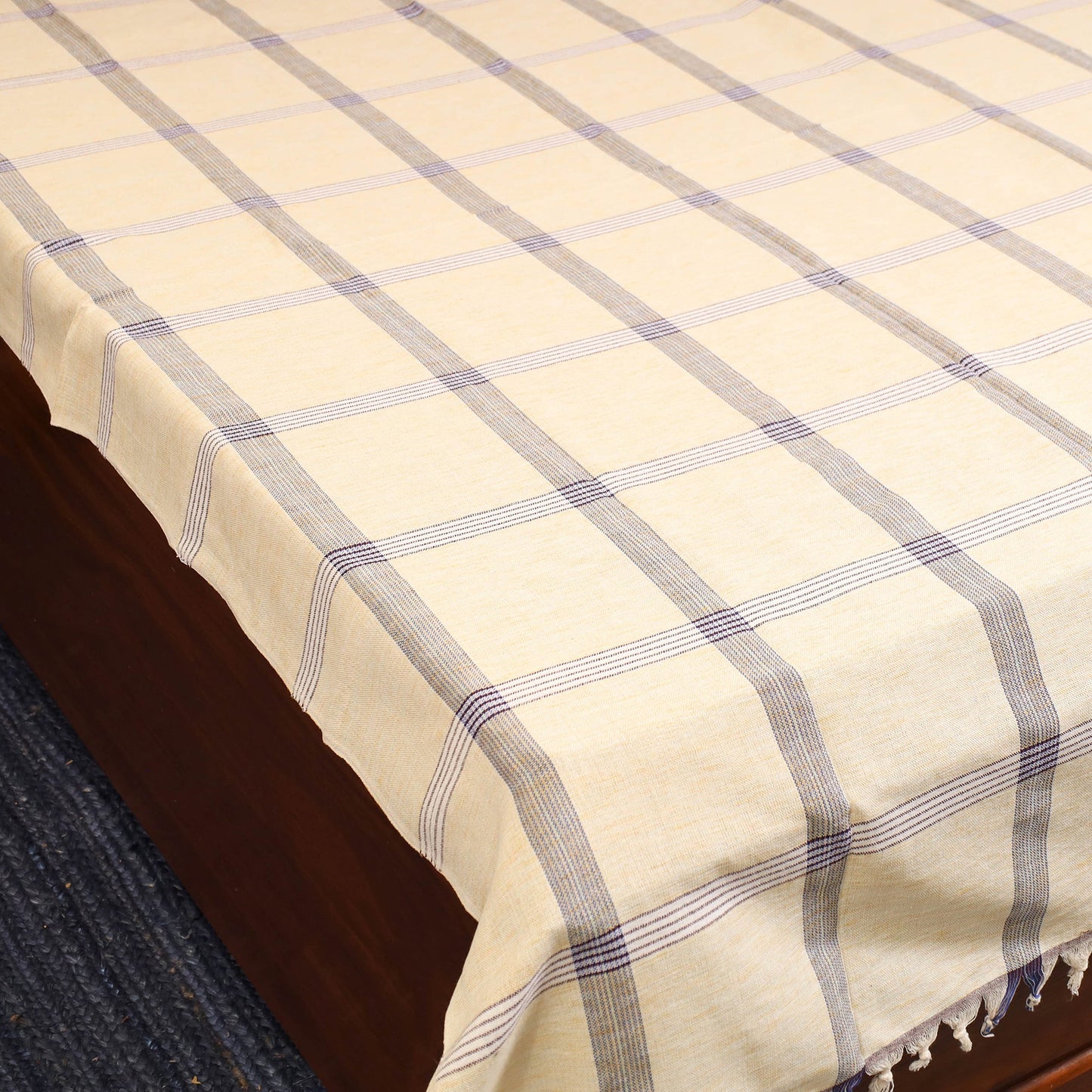 Beige - single handloom cotton bed sheet (90 x 60 in) 79