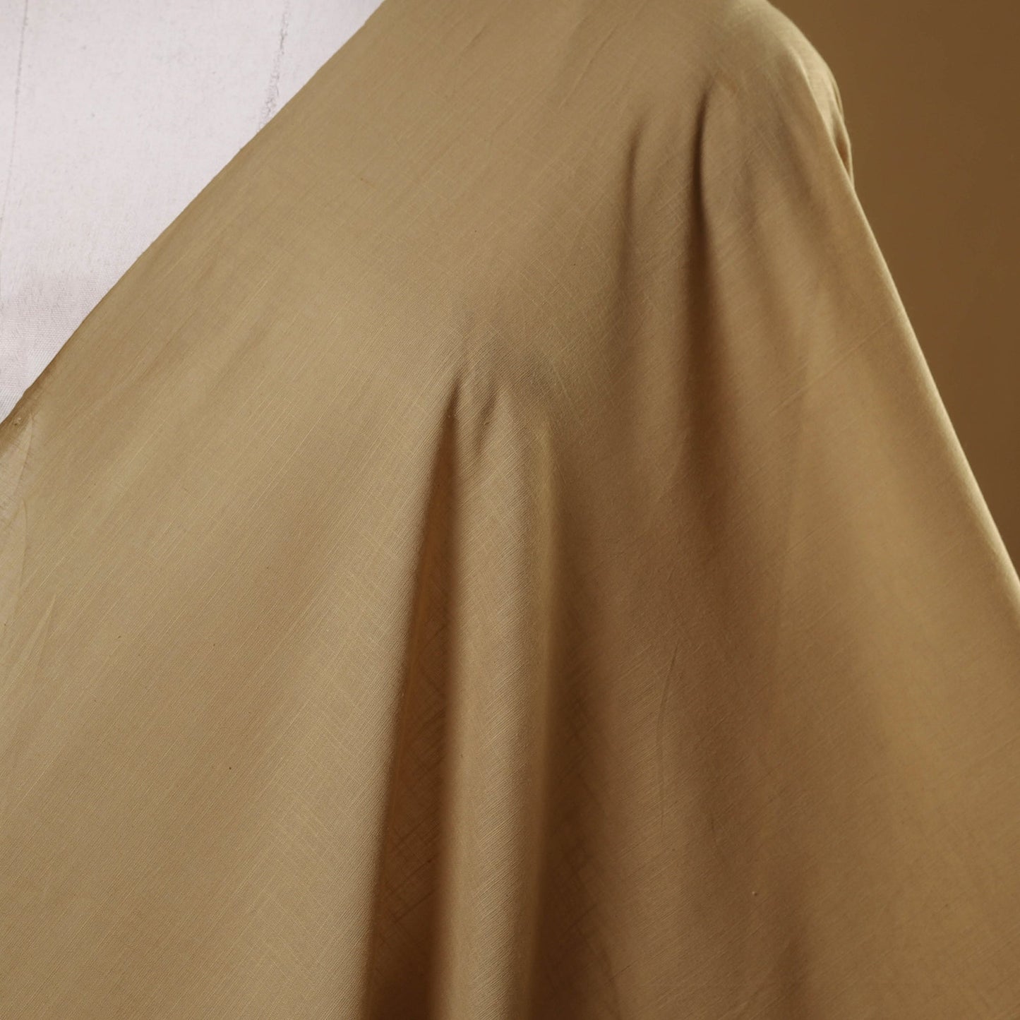 Beige Slub Cotton Plain Fabric