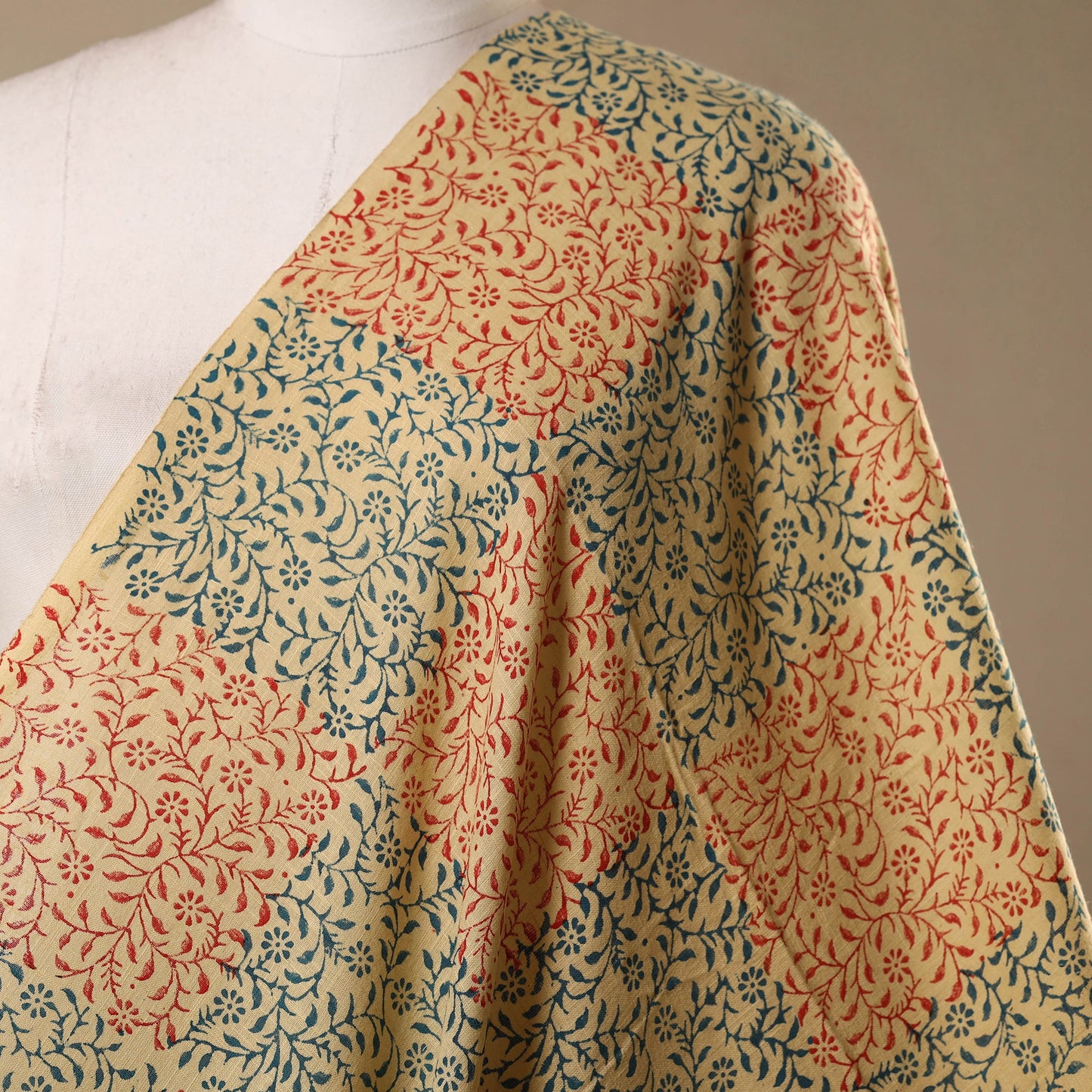 Beige - slub cotton sanganeri fabric 30 - handcrafted
