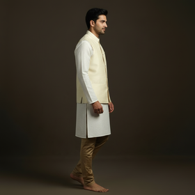 Slub silk men plain nehru jacket 03 - handcrafted