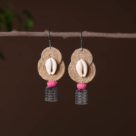 Beige - sonam german silver jute jhumki earrings