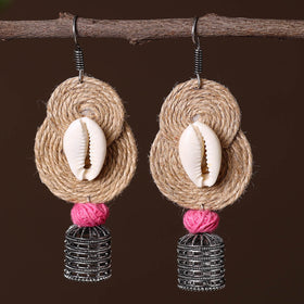 Beige - sonam german silver jute jhumki earrings