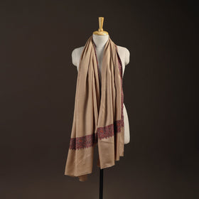Beige - sozni hand embroidery merino wool handwoven