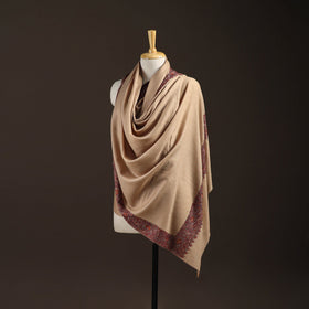 Beige - sozni hand embroidery merino wool handwoven
