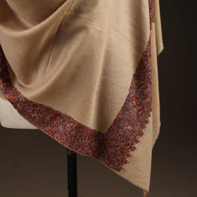 Beige - sozni hand embroidery merino wool handwoven