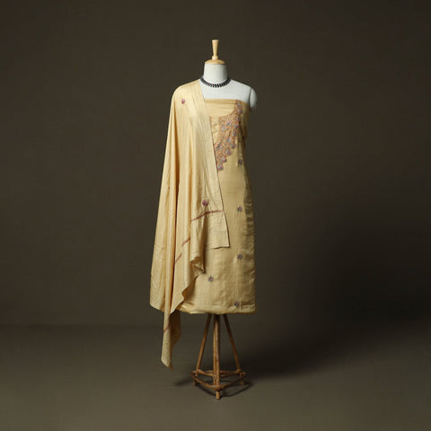 Sozni hand embroidery silk 3pc unstitched dress material 06