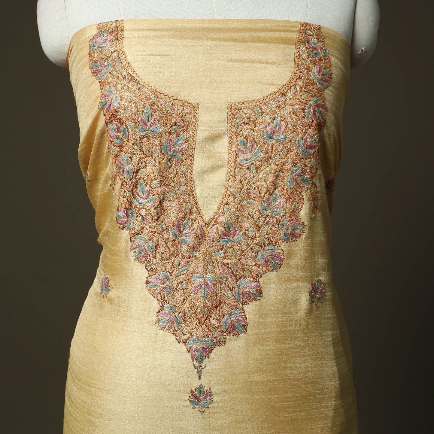 Sozni hand embroidery silk 3pc unstitched dress material 06