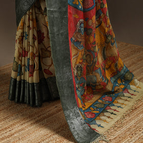 Srikalahasti handloom mangalagiri pattu silk handpainted