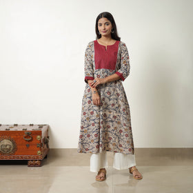 Beige - Straight Cotton Kalamkari Kurta 08