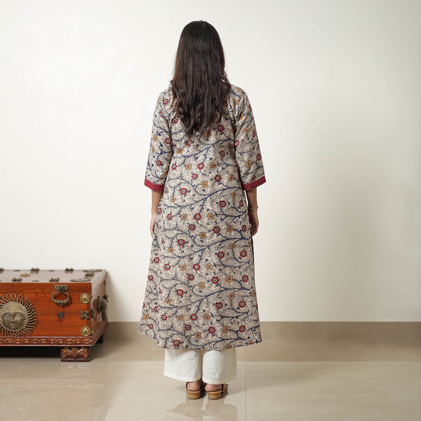Beige - Straight Cotton Kalamkari Kurta 08