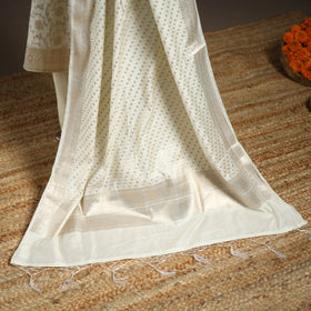 Beige - tanchoi silk cotton banarasi kurta set for women