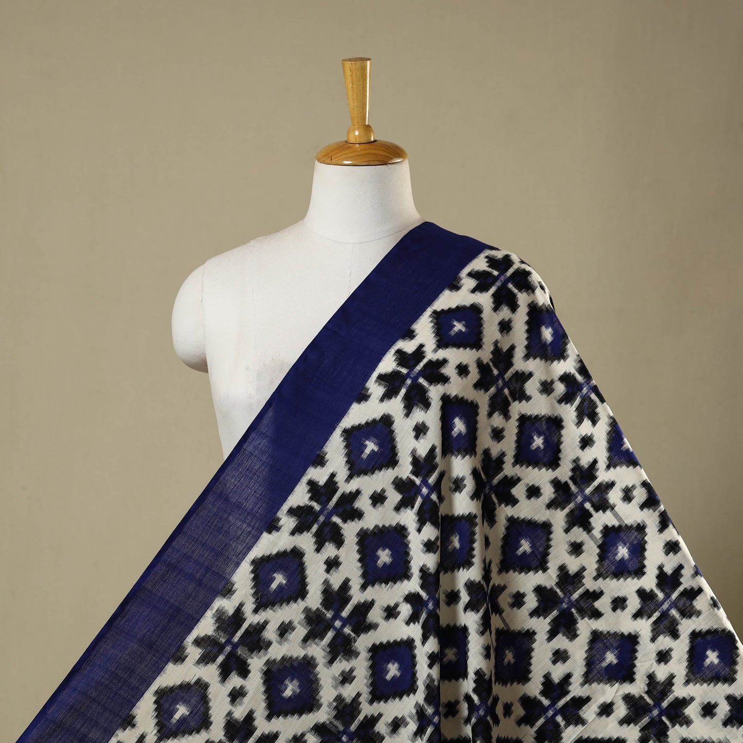 Beige - telia rumal handloom cotton pochampally double ikat