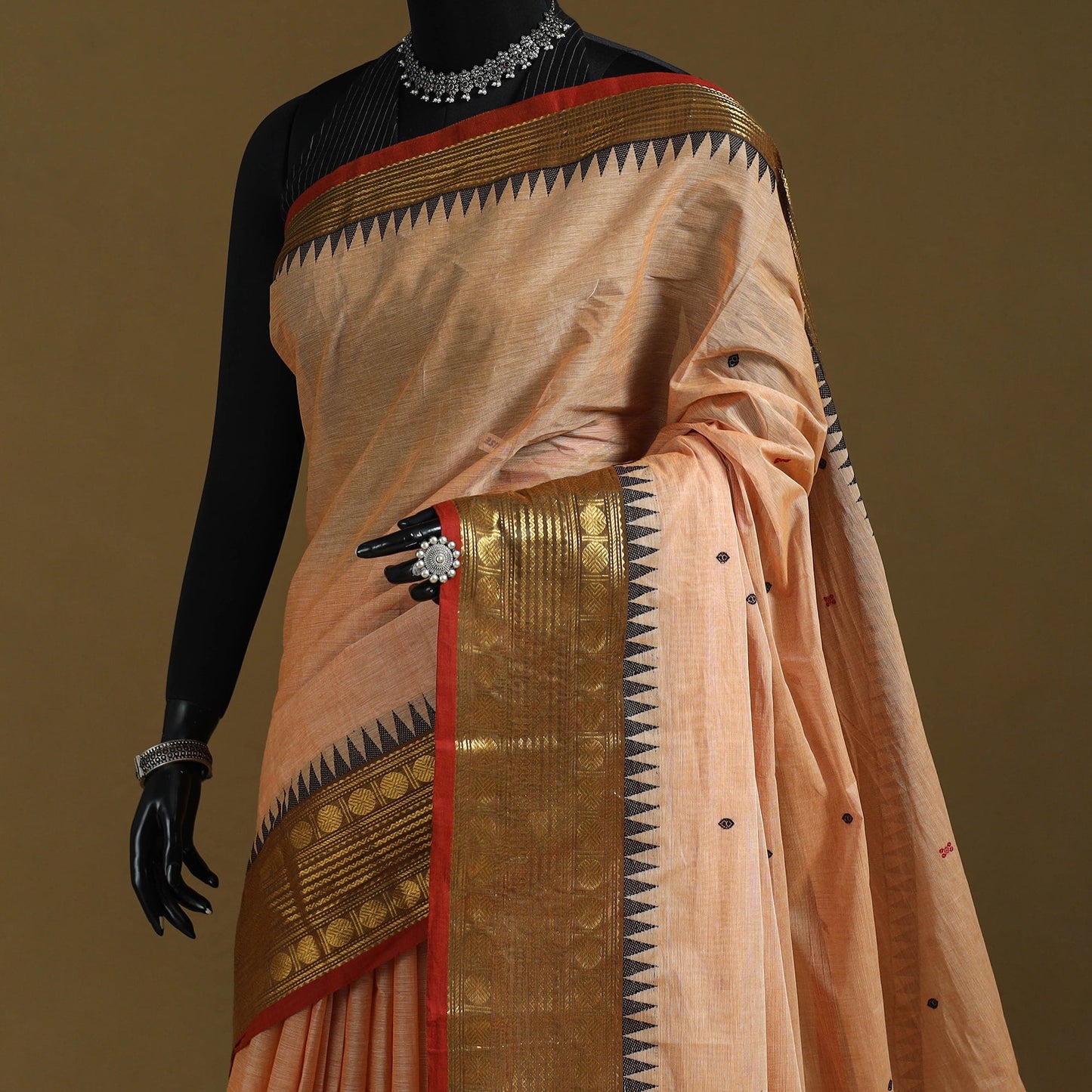 Thread buti cotton kanchipuram saree with border 03