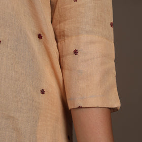 Beige Thread Buti Work Cotton Plain Kurta Set (Set of 2)