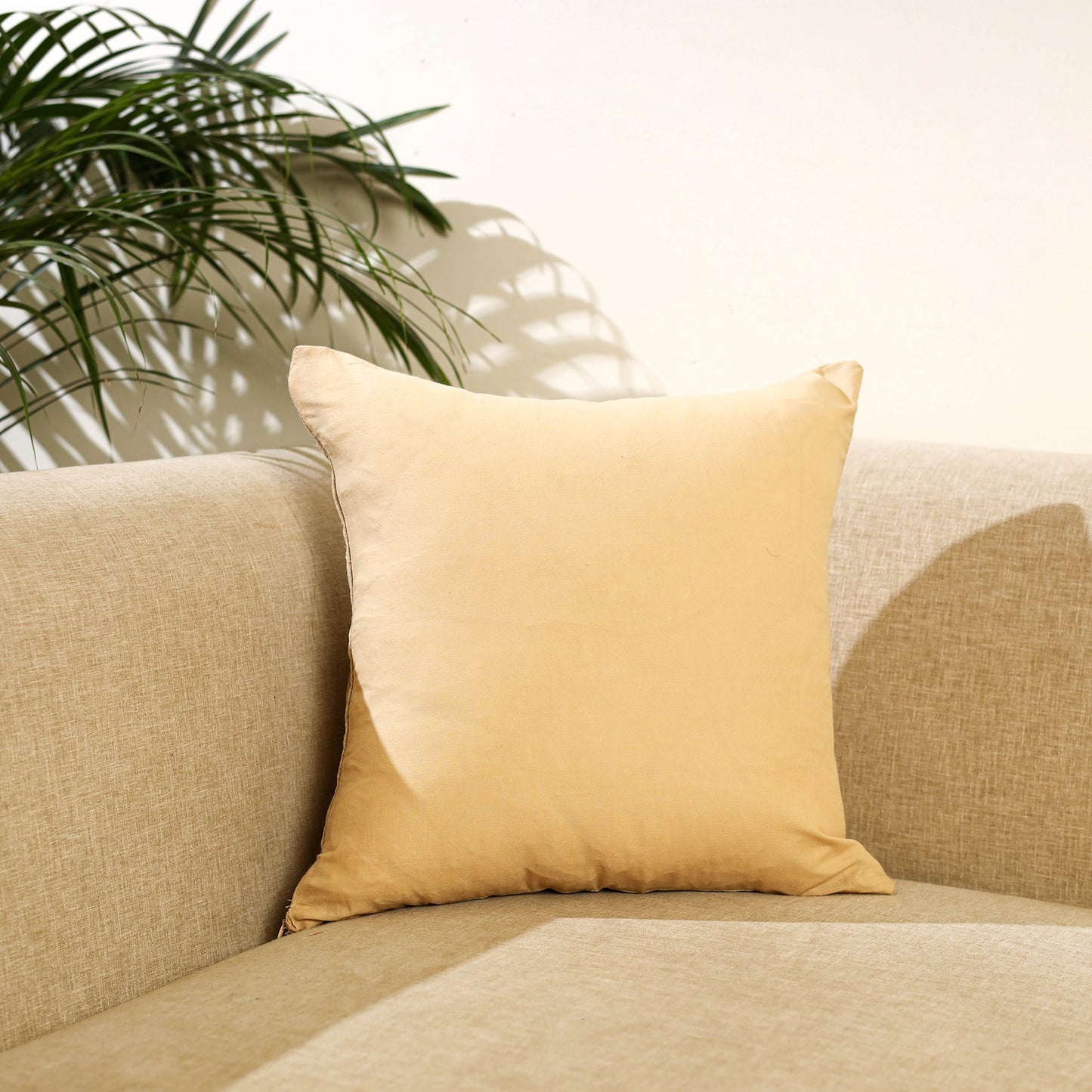 Buy Thread & Zari Work Cotton Beige Cushion Cover