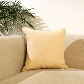 Buy Thread & Zari Work Cotton Beige Cushion Cover