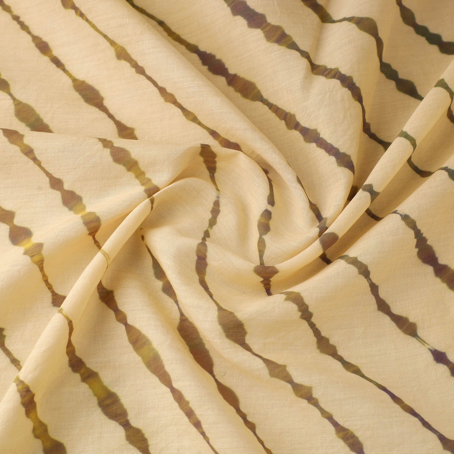Beige Tie-Dye Cotton Leheriya Fabric 