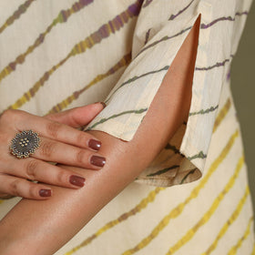 Beige  Tie-Dye Cotton Straight Leheriya Kurta