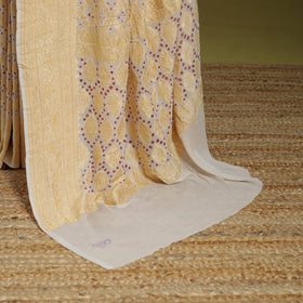 Beige - tie-dye georgette banarasi neem zari jaal kutch