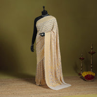 Beige - tie-dye georgette banarasi neem zari jaal kutch