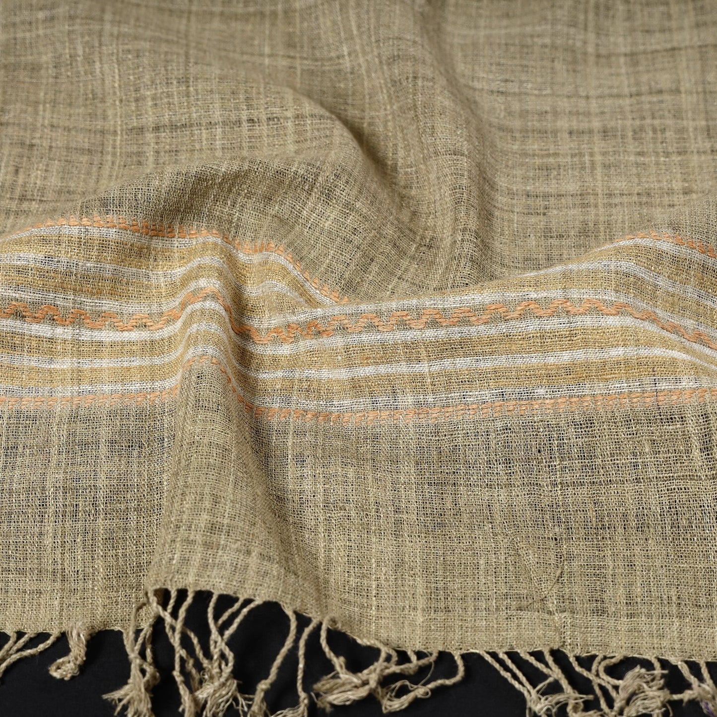  Traditional Handspun Handloom Eri Silk Natural Dyed Stole 
