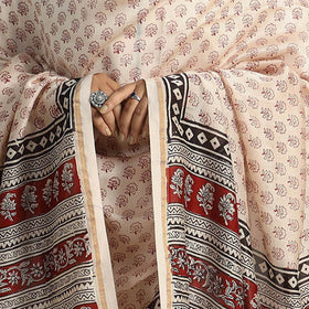 Beige - traditional maheshwari silk bagh dupatta 18