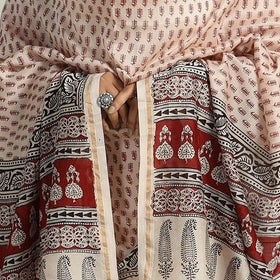 Beige - traditional maheshwari silk bagh dupatta 30