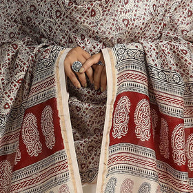 Beige - traditional maheshwari silk bagh dupatta 31